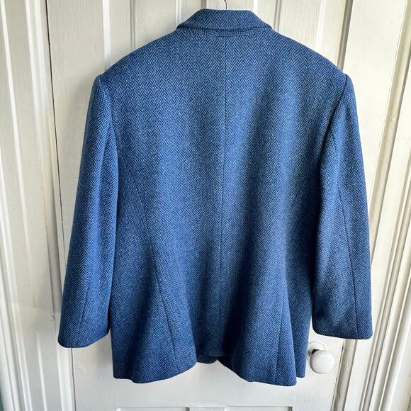 Vintage Norm Thompson Wool Herringbone Tweed Blazer Petite - Picture 6 of 8